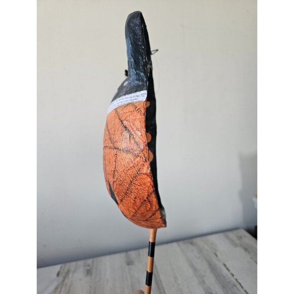 Halloween shabby chic cat pumpkin face mask hanging unique paper mache decor - Picture 4 of 11